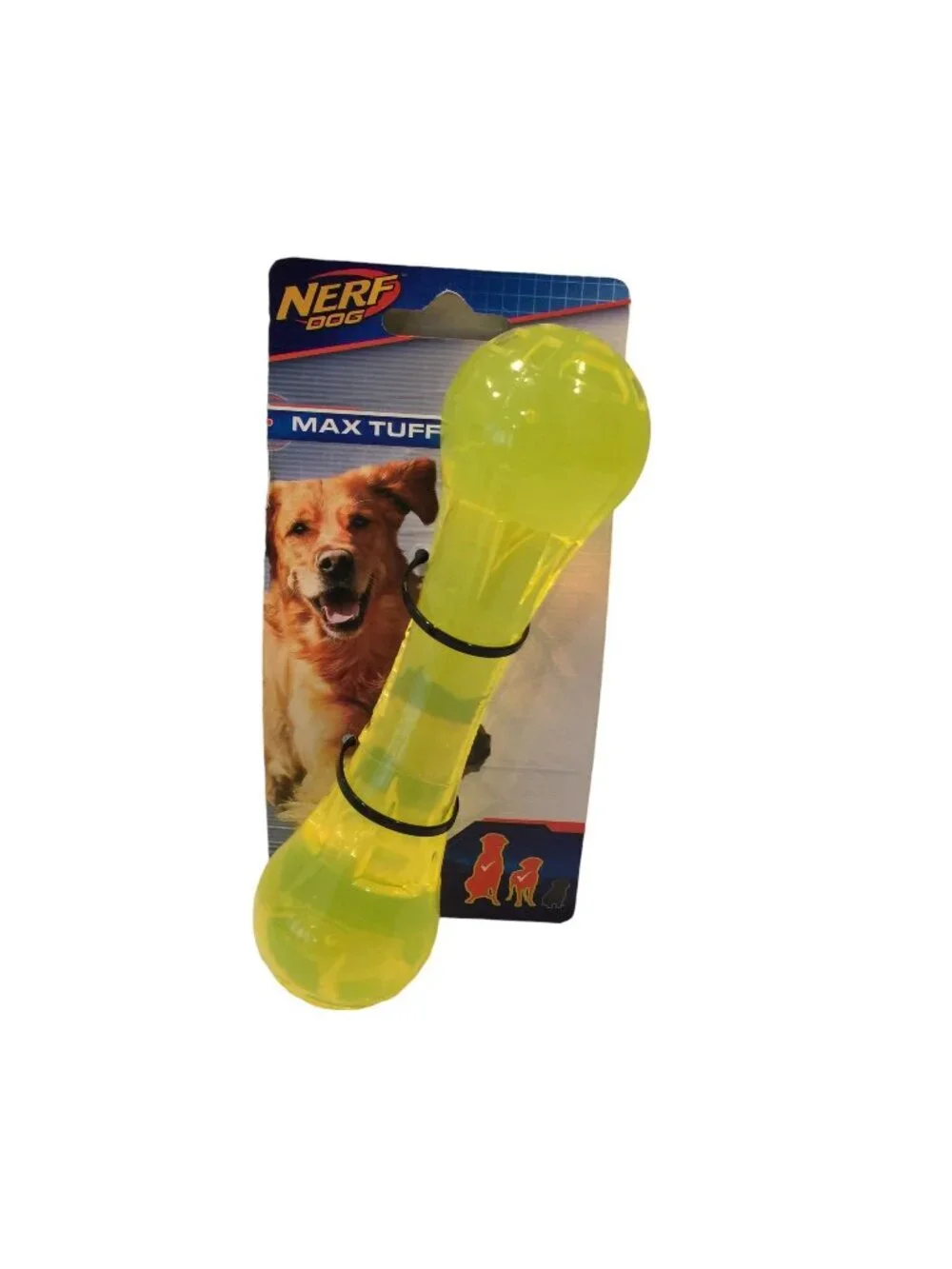 NERF DOG Max Tuff Yellow Durable Rubber Interactive Toy Medium Large Dogs